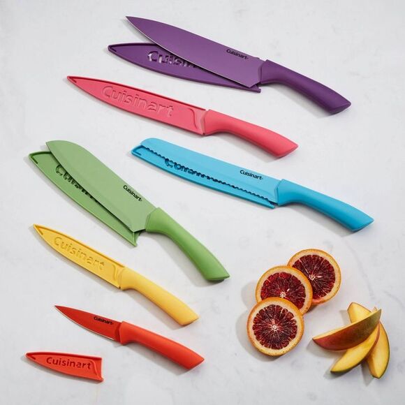 Open Box - Cuisinart -  Advantage 12pc Ceramic-Coated Color Knife Set Blade Gu - Picture 8 of 8